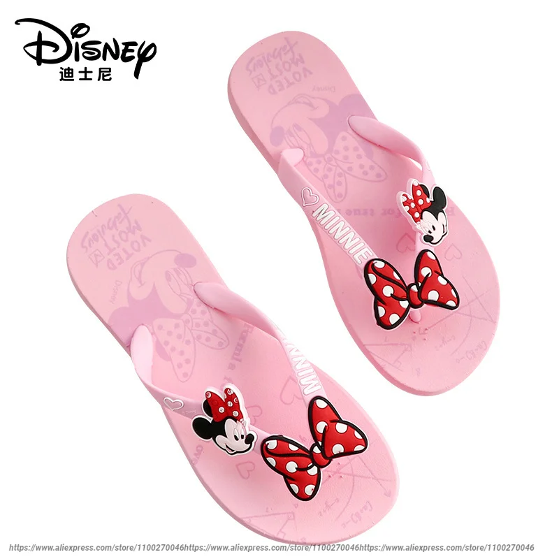 

Disney Minnie Summer Flip Flops Red Sandals Personality non-slip Mickey Mouse Outdoor ladies Beach Sandals Slippers Size 230-250