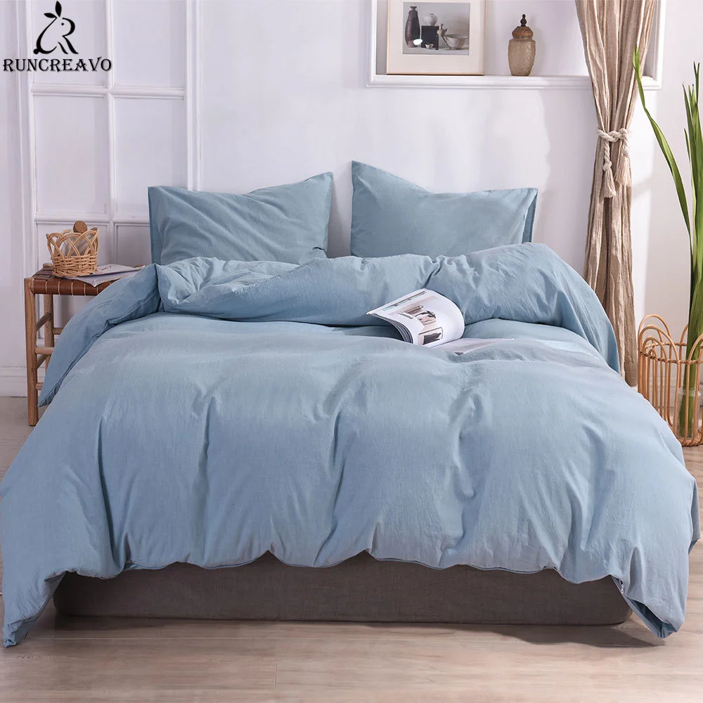 

Pure Cotton Light Blue Duvet Cover Set King Queen Size Bedding Cover Set for Sale