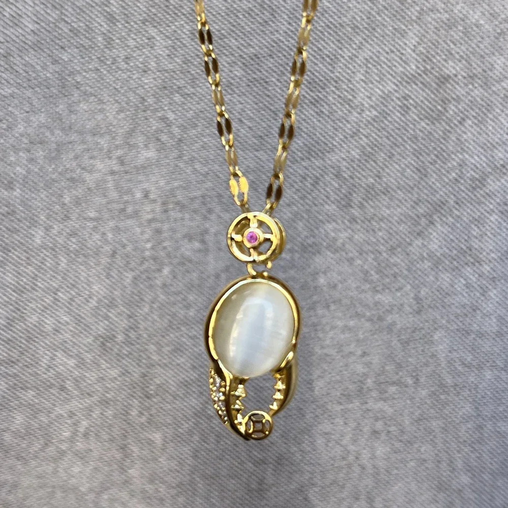 Позолоченный Опал Кристалл Готический Краб Коготь Орла Кулон Ожерелье Женское