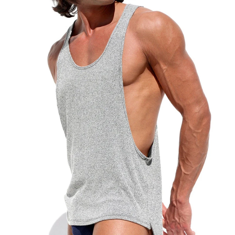 Майка мужская с принтом пикантная Свободная безрукавка вырезами на лямках