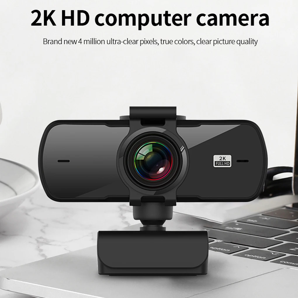 

Computer Webcom 2K 1440P USB 360 Degree Web Cam Camera with Microphone Online Meeting Portable Camcorder for Live Streaming