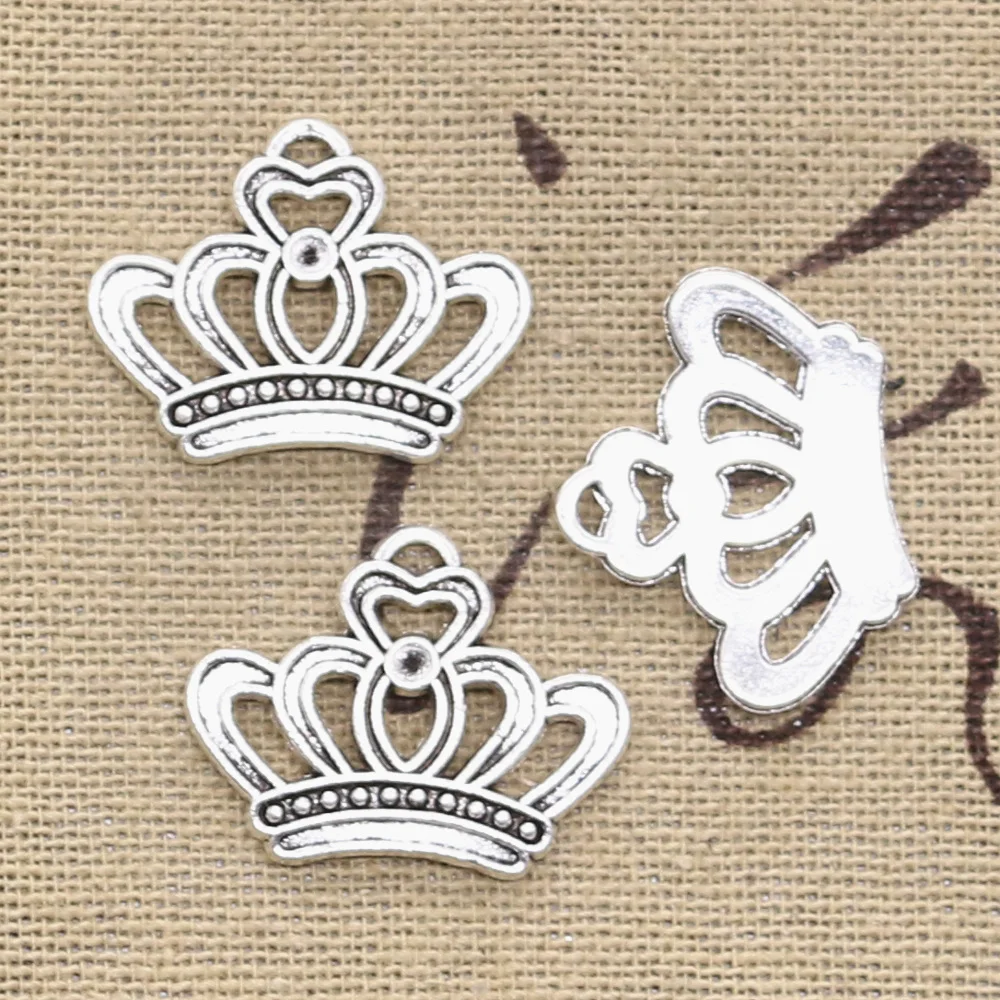 

15pcs Charms Imperial Royal Crown 22x18mm Antique Bronze Silver Color Plated Pendants Making DIY Handmade Tibetan Jewelry