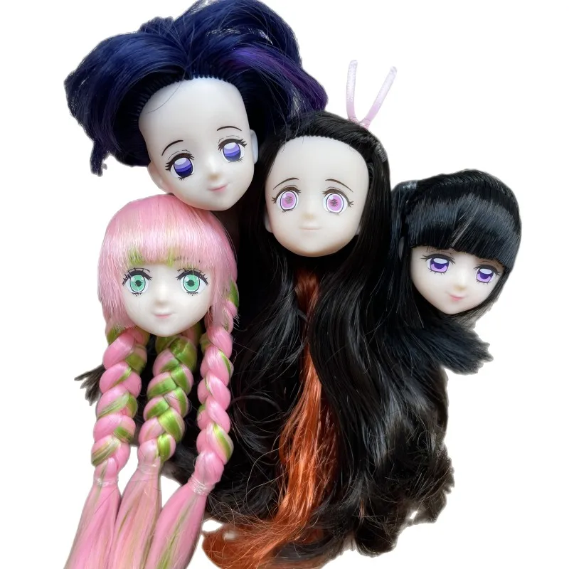 

Игрушка-кукла из белой кожи с милыми глазами из аниме, цветные головки для волос с суставами, подвижное тело, кукла «сделай сам», одевающаяся...