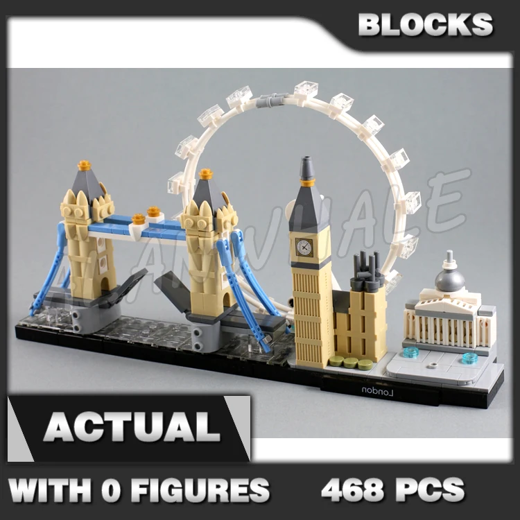 

468pcs Architecture Skyline Collection London Elizabeth Tower Bridge Gallery 10678 Building Block Sets Compatible With Model
