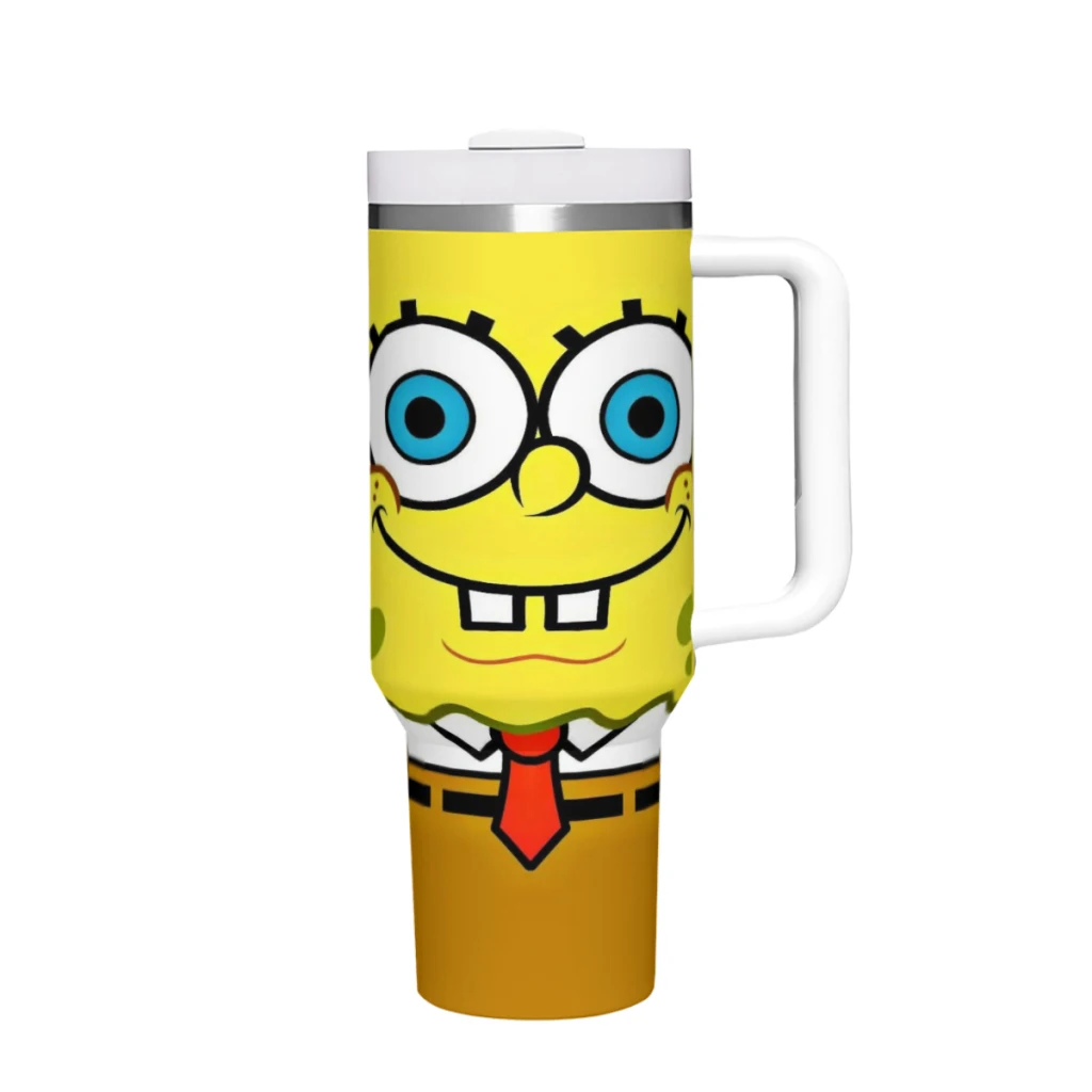 Милый стакан Sponge-bob Cartoon 40 унций Ultimate с ручкой и соломенной вакуумной изоляцией