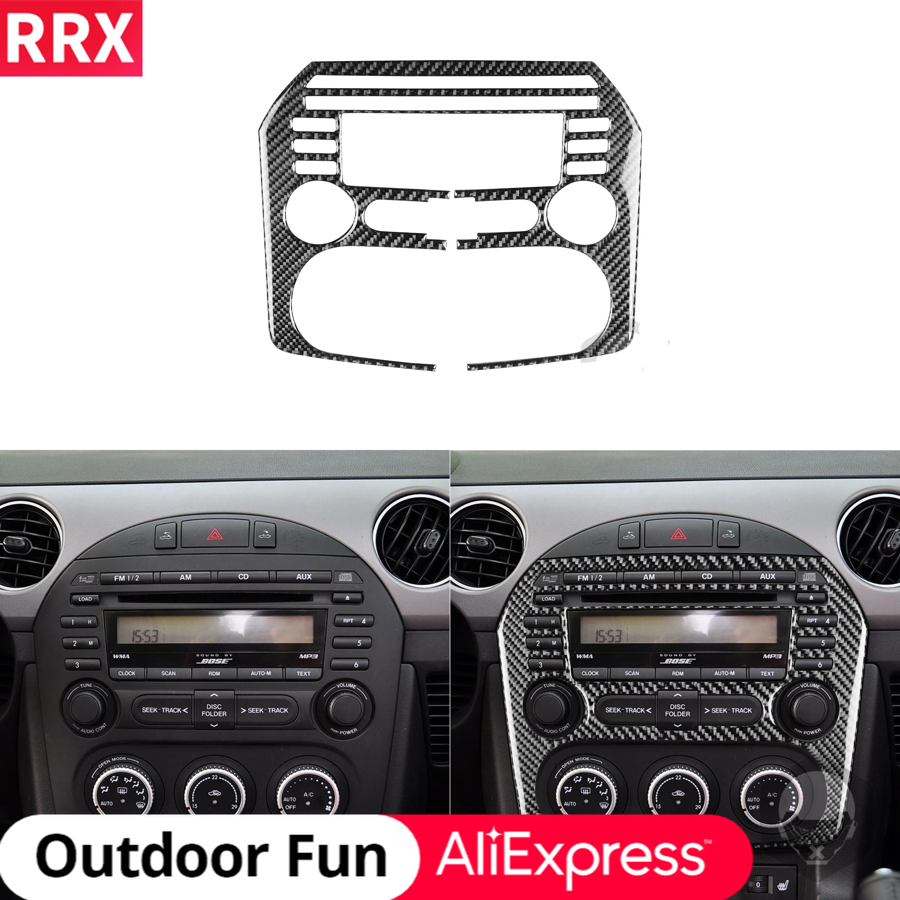 

Carbon Fiber Sticker Central Control CD Radio Panel Button Frame for Mazda MX-5 Miata MX5 NC 2009 2010 2011 2012 2013 2014 2015