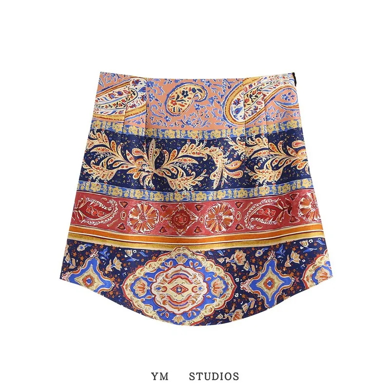 

Женская Праздничная юбка с принтом, юбка с неравномерным принтом в стиле древних путей, фотографии Таиланда, короткая пляжная юбка для тури...