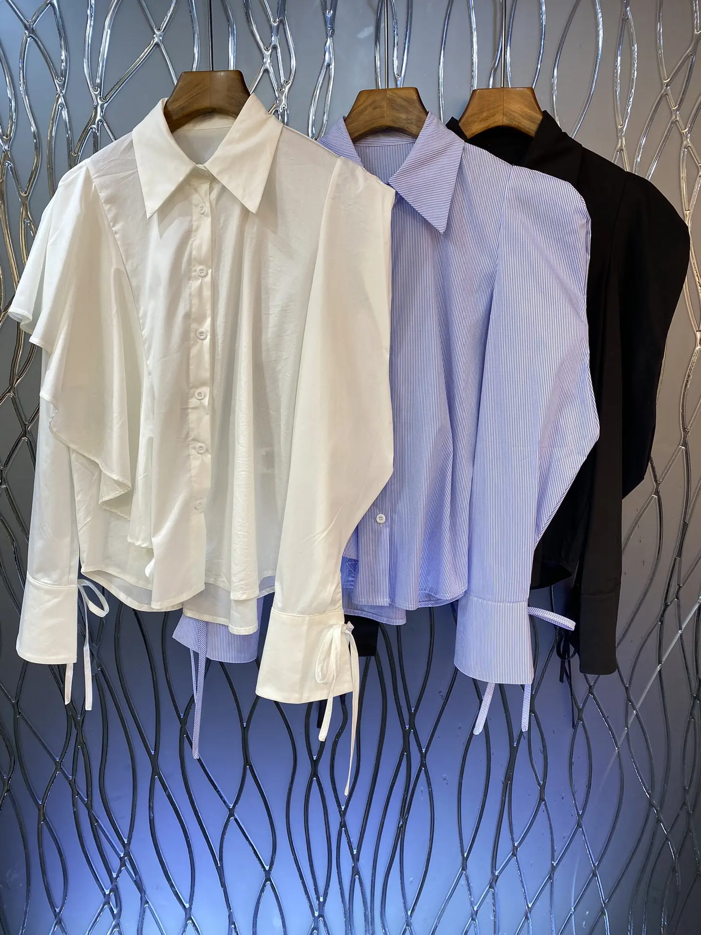 

2023 осень и ранняя зима модная новинка Женская одежда Топ с лацканами и рукавами «летучая мышь» 0802