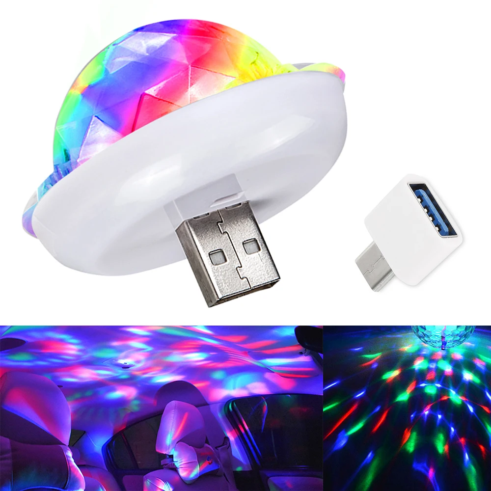 1x Universal New USB Disco Lamps LED Magic Dj Light Night Lights Stage Lighting Effect Light Micro USB Crystal Disco Ball Lights  - buy with discount