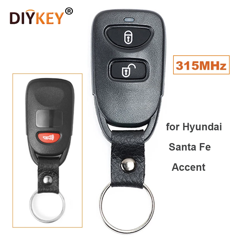 

DIYKEY 2 Buttons+Panic Transmitter Remote Key Fob for Hyundai Santa Fe 2007 2008 2009 2010 2011 2012 315MHz