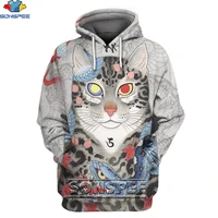 sonspee 3d print japanese tattoo samurai graphics cat mens hoodies funny tops women casual hoodie tops pullover clothing