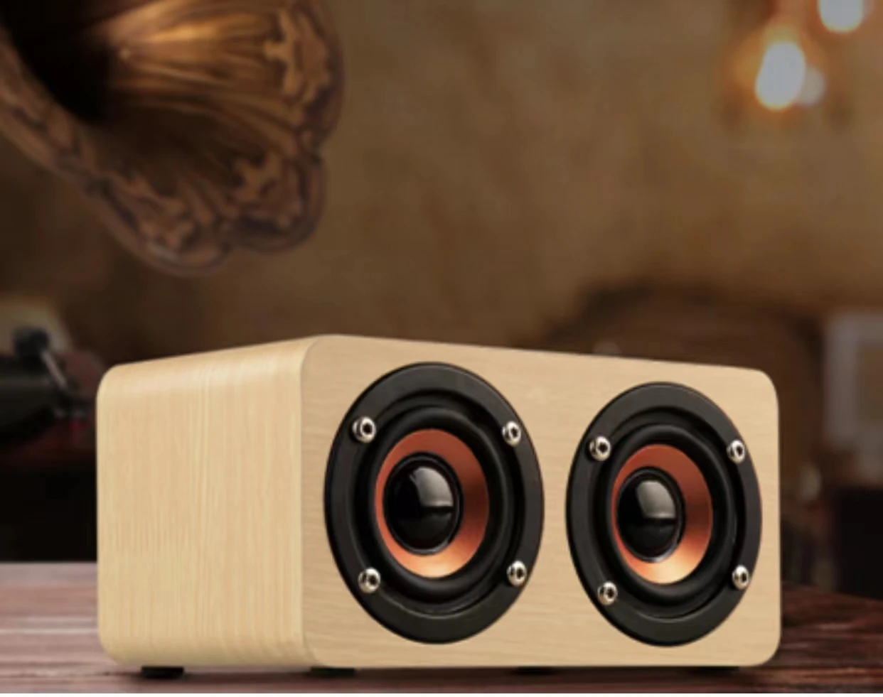 

High quality portable 6 inch MDF wooden bluetooth speaker home gift creative wireless computer outdoor speaker