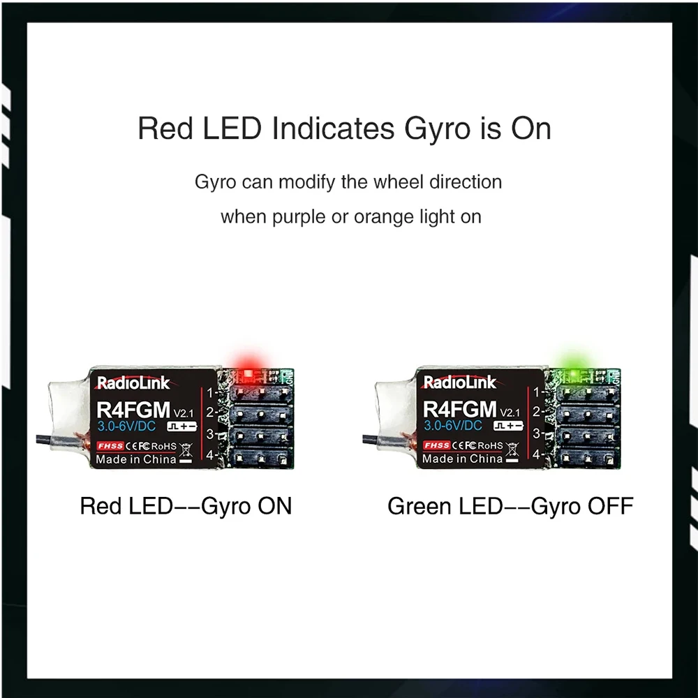 Radiolink R4FGM 4-канальный мини-приемник с гироскопом для 1:28 1:64 RC Pocket Drift Car Hotwheel работает