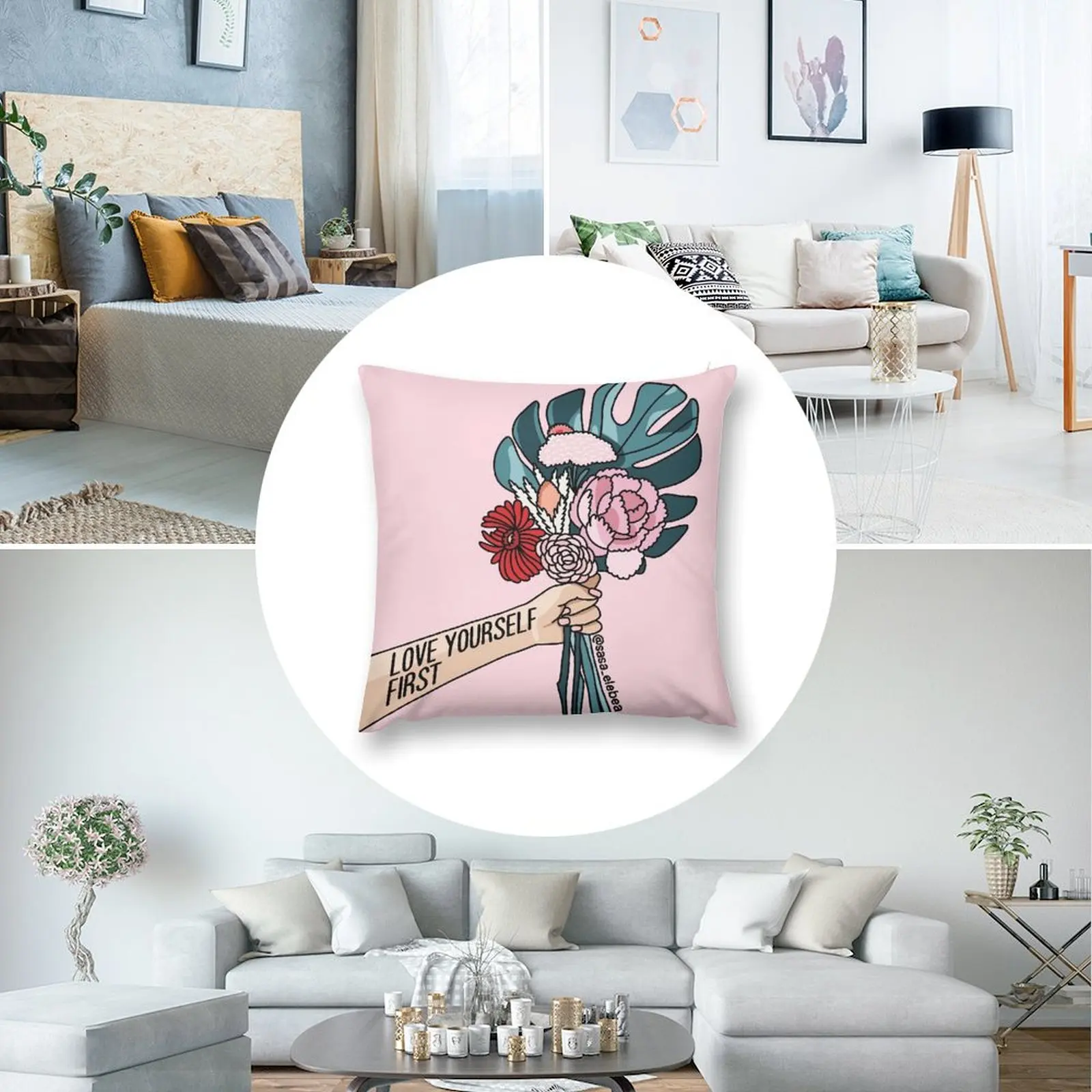 Роскошные диванные подушки Love yourself first от Sasa elebea
