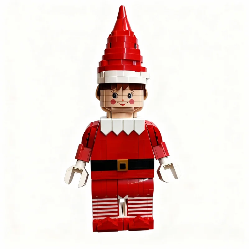 Фото 1064 детали MOC Сезонный Рождественский Непослушный Эльф Максифигурка Модель Игрушки Строительные Блоки Конструктор Рождественский Подарок DIY Идея Арт 3D №3