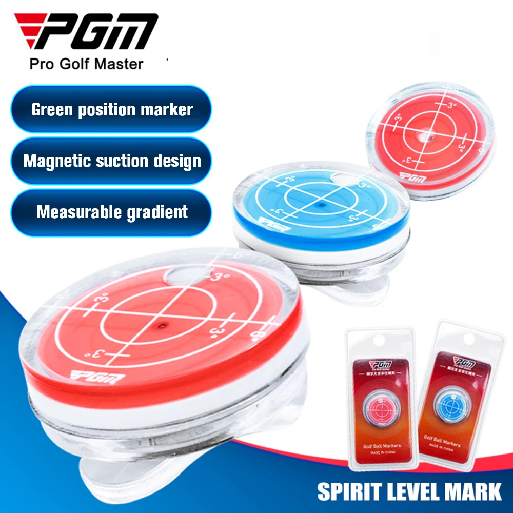 

PGM MK011 Golf Spirit Level Function Marks Magnetic Cap Clip Can Measure The Slope Of The Green Protable Red And Blue 25mm