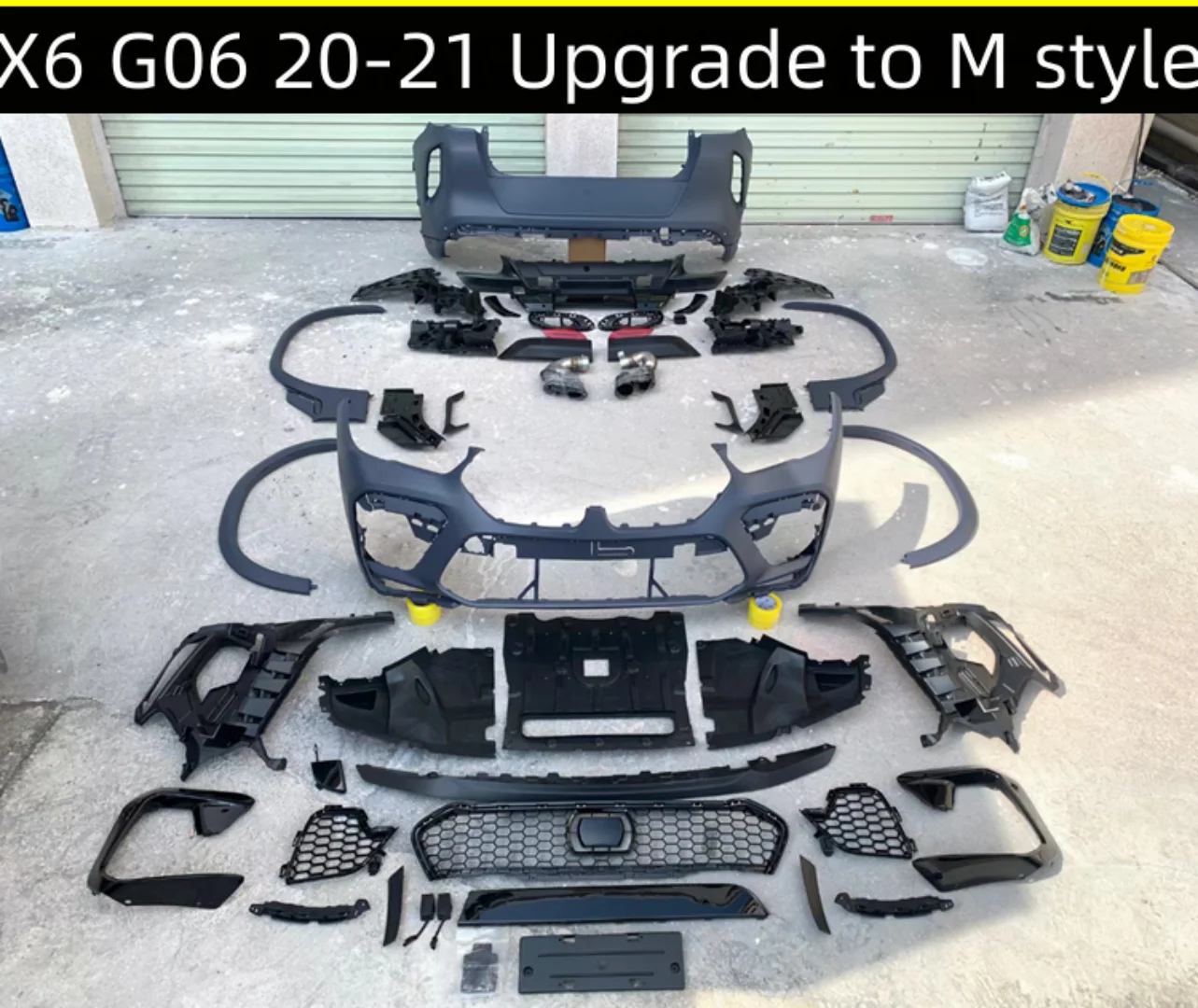 

Body Kit Front Rear Bumper Grill Assembly Suitable for BMW X6 E71 Modified to X6M MP Style License Plate Frames Car Accessories