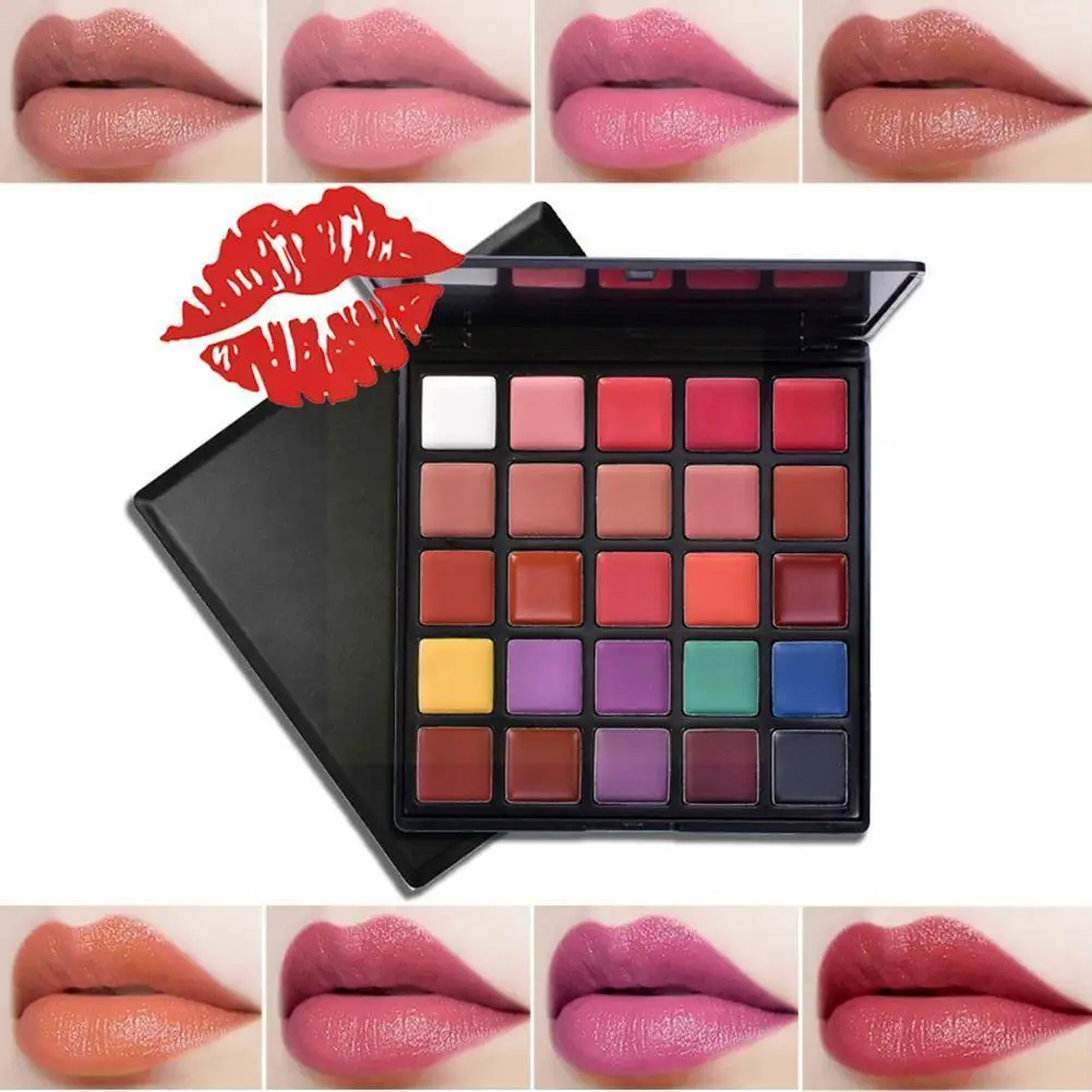 

High Quality 25 Color Eyeshadow Palette Lipstick Makeup Colorfast Palette Lipstick Waterproof Long-lasting Non-stick Cup E2s1