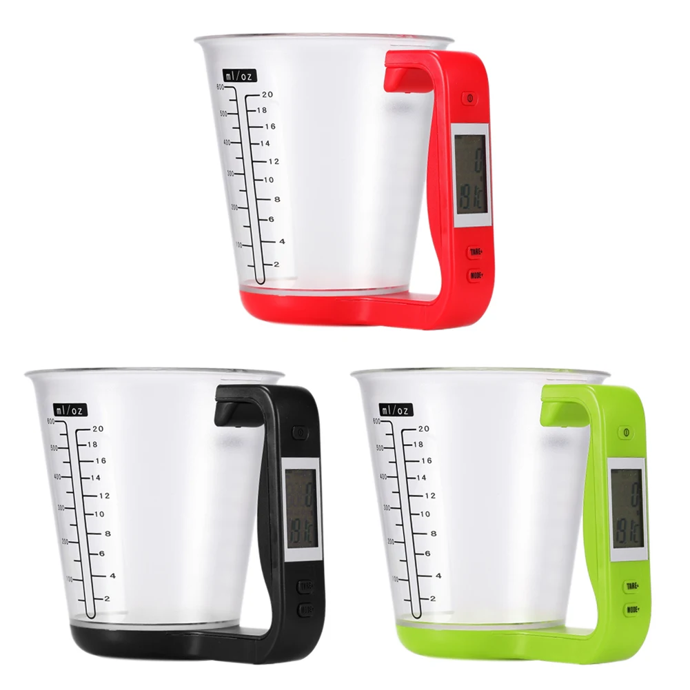 

Portable Electronic Measuring Cup Kitchen Scales with LCD Display Plastic Digital Beaker Host Weigh Temperature Measurement Cups