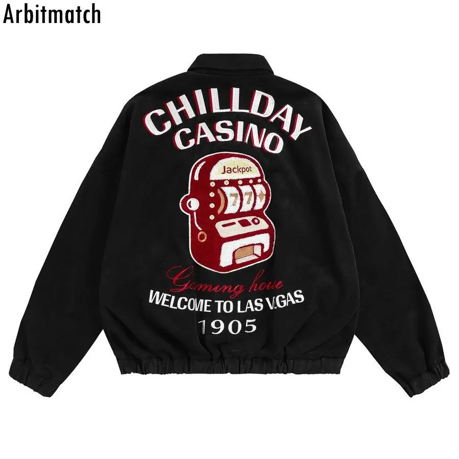 

Мужская куртка на молнии с вышивкой, винтажная куртка в стиле хип-хоп, куртка в стиле панк и готика, мужская бейсбольная куртка, уличная одеж...