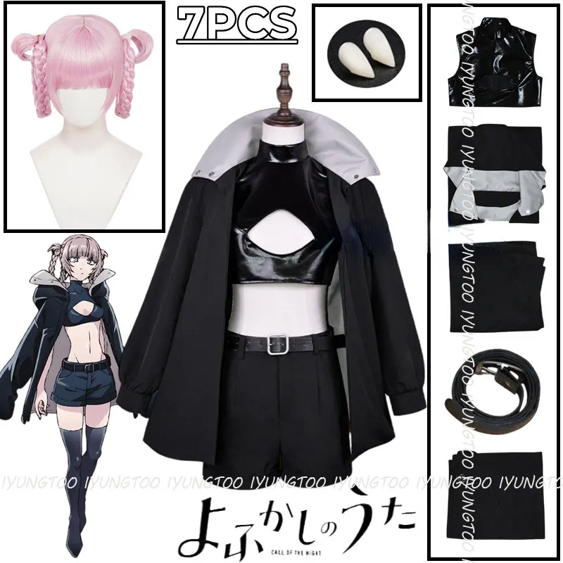 

Yofukashi No Uta Nanakusa Nazuna Cosplay Costume Anime Vampire Woman Sexy Uniform Suit and Dentures Call of The Night