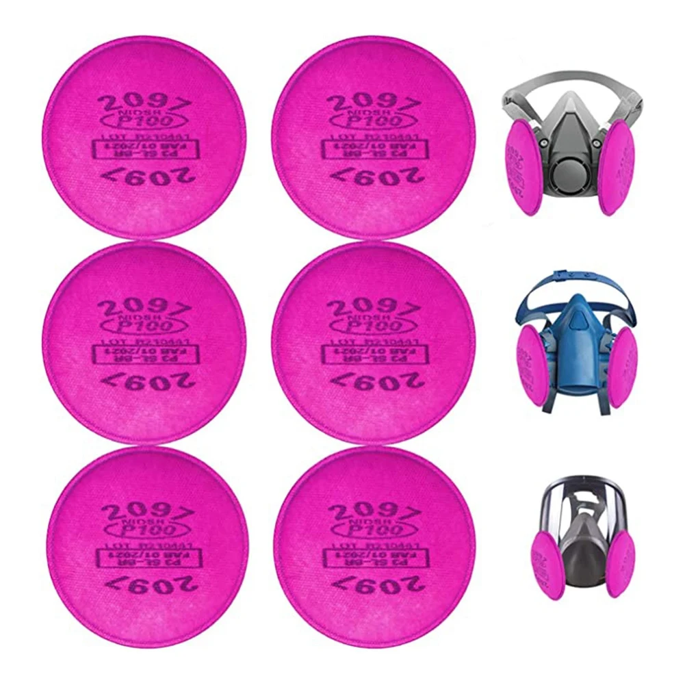 

6 шт., фильтры 2097 для респиратора, 2097 фильтр для частиц для респиратора 6200, 6800, 7502, 6000, 7503 для эпоксидной смолы