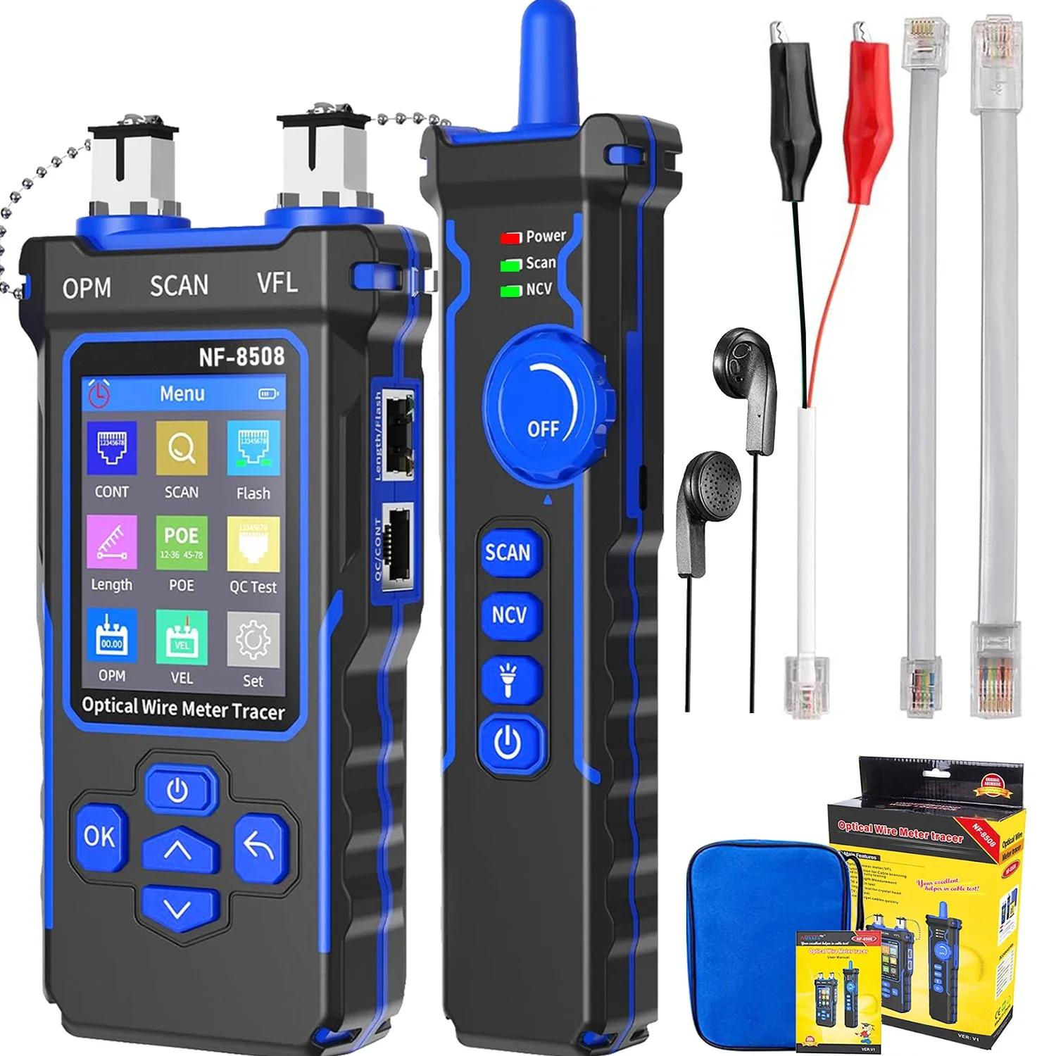 Noyafa NF-8508 Тестер сетевого кабеля Оптический измеритель мощности Провод PoE Lan Test
