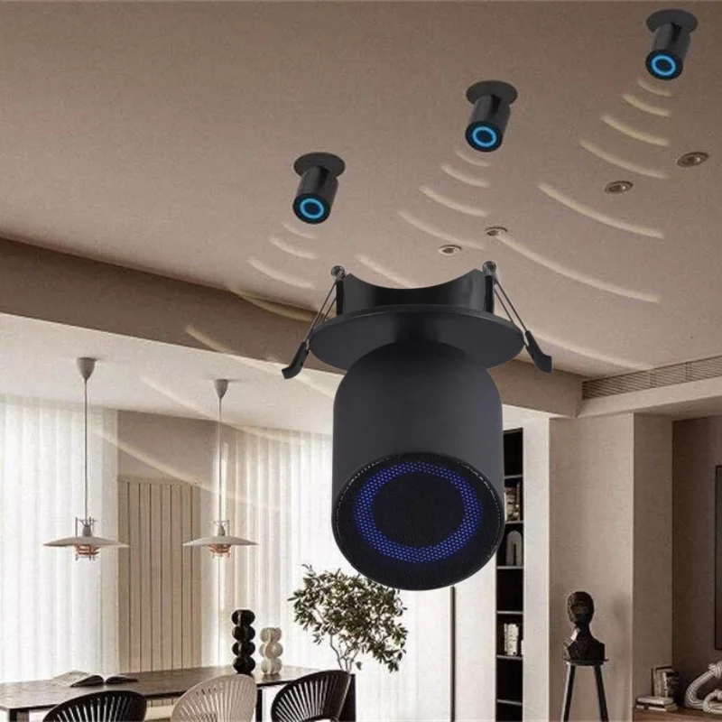 Фото Современная беспроводная стереоколонка Bluetooth с магнитной направляющей, серия 20, V5.4, магнитная направляющая/двухпроводное подключение высокого напряжения/встраиваемый потолочный стиль. №4