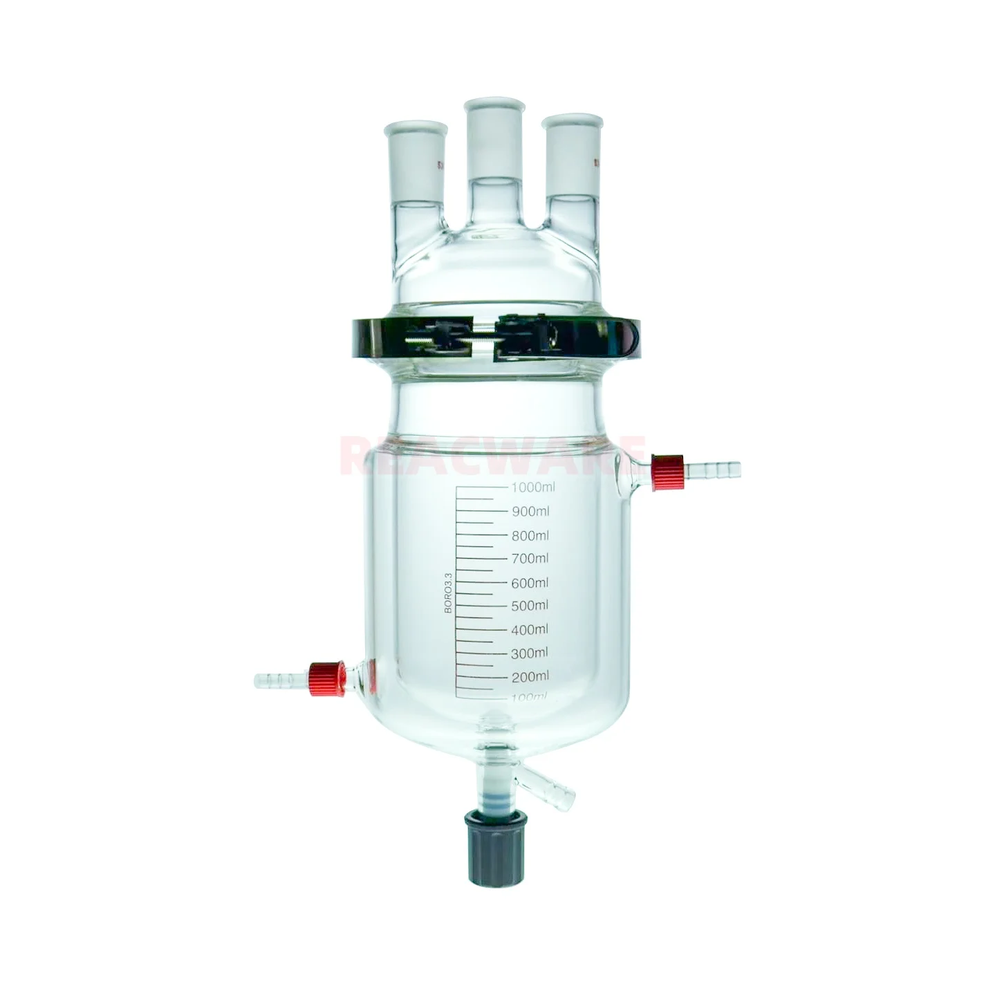 Реакционная колба лабораторная трехгорлая стеклянная 100 мл