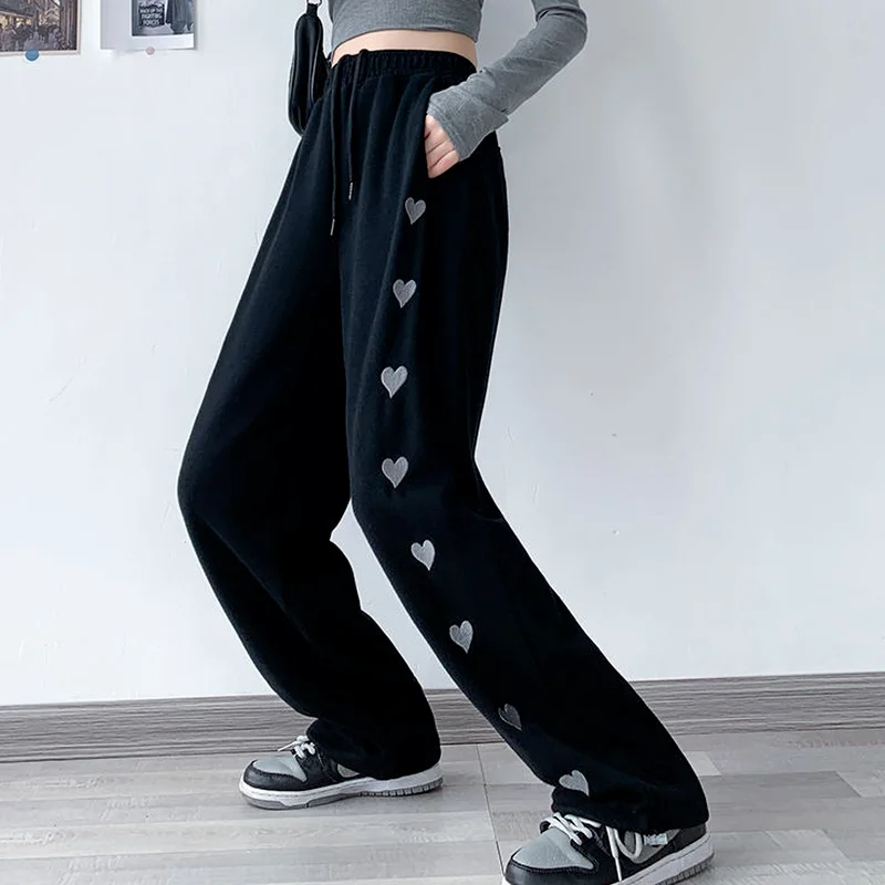 2022 Spring And Autumn Hot Girls Street Style Printed Love Sweatpants Women's Thin High Waist Elastic Waist Guards Casual Loose