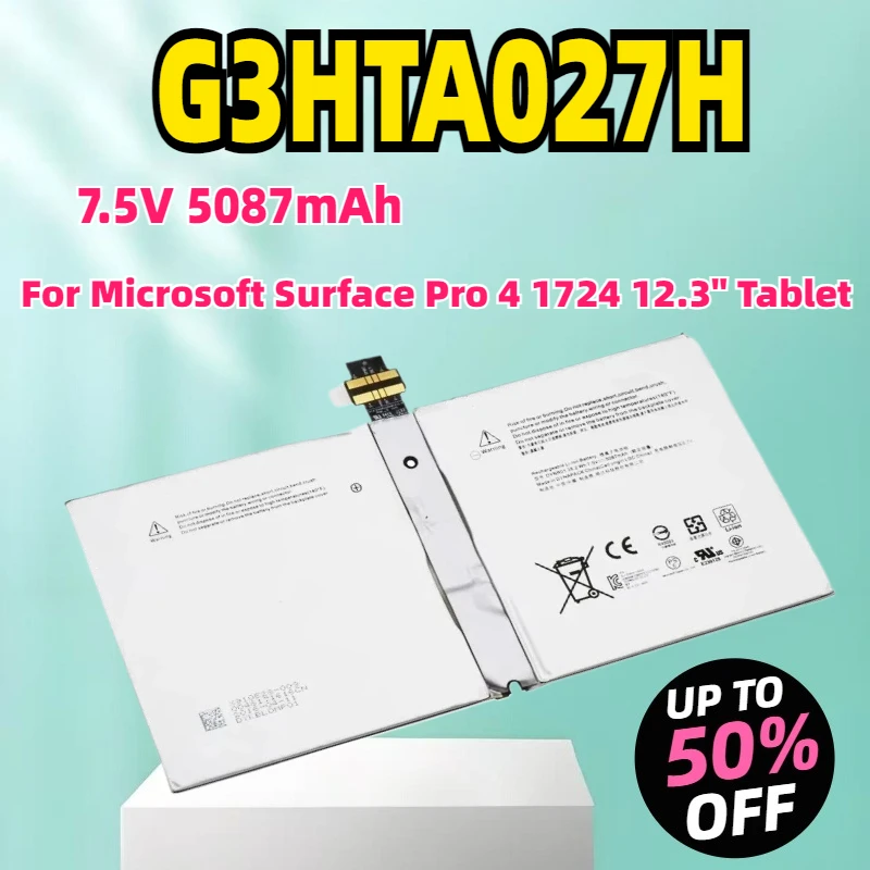 Фото 7,5 В 38,2 Втч 5087 мАч Новый аккумулятор для ноутбука G3HTA027H DYNR01 для Microsoft Surface Pro 4 1724 12,3 дюйма планшета №1