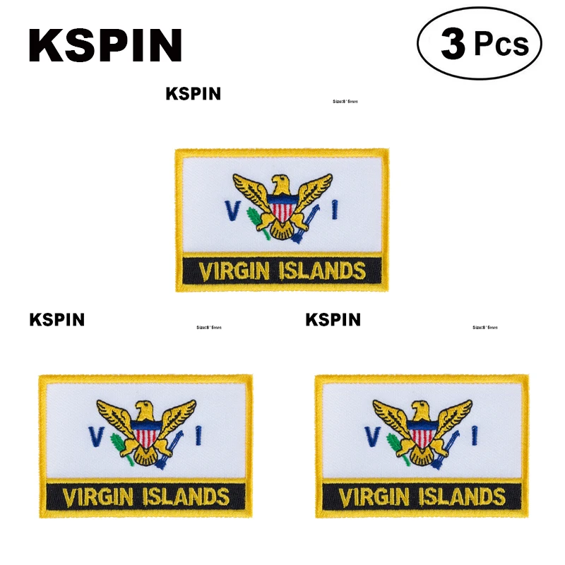

US. Virgin Islands Rectangular Shape Flag patches embroidered flag patches national flag patches for clothing DIY Decoration