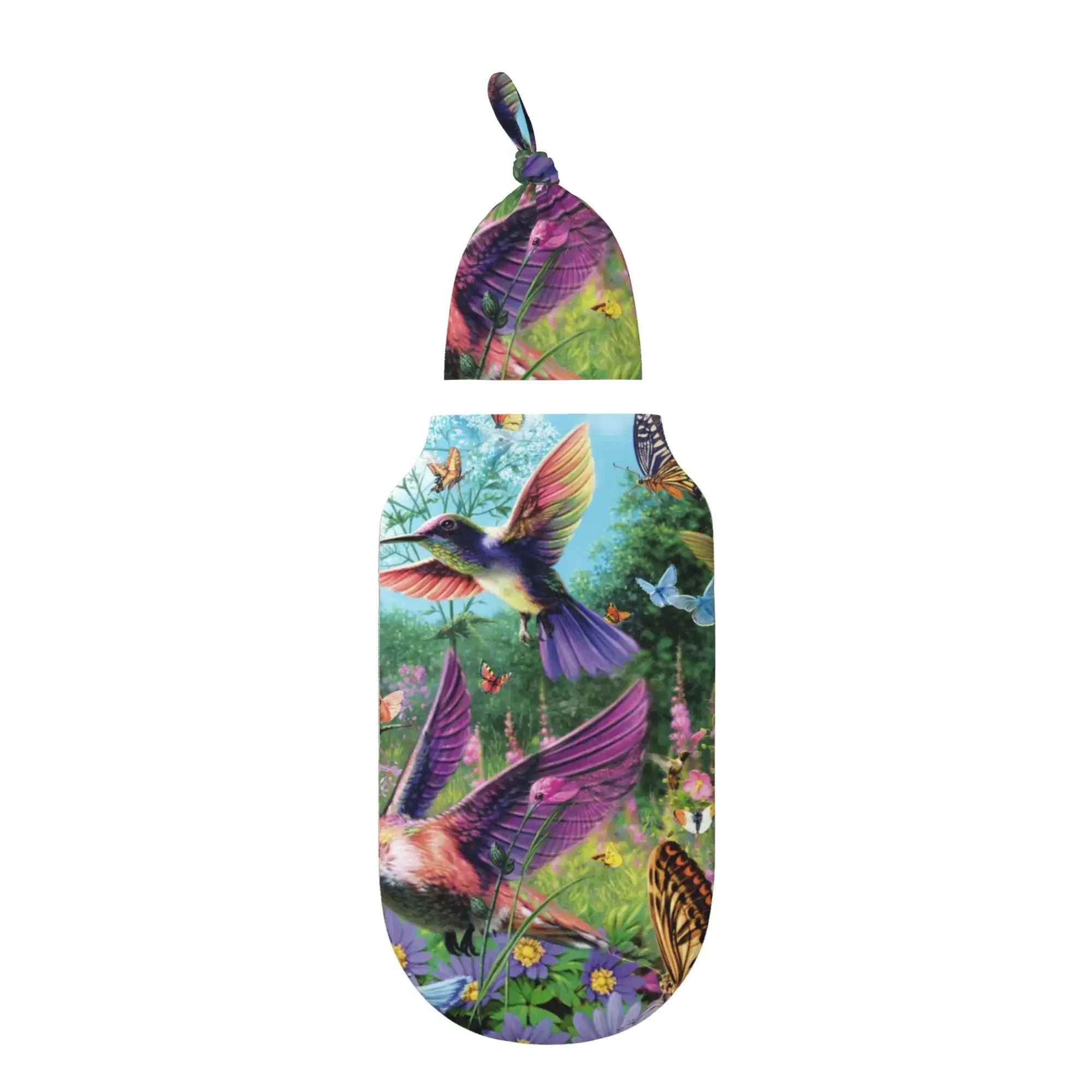 

Hummingbirds Butterflies Floral Baby Swaddle Blanket for Newborn Unisex Soft Adjustable Swaddle Wrap
