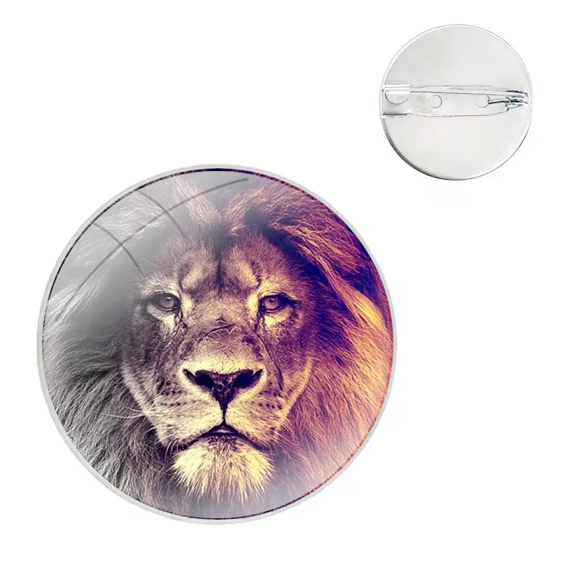 Брошь в виде стеклянного купола с изображением короля льва аксессуары для одежды