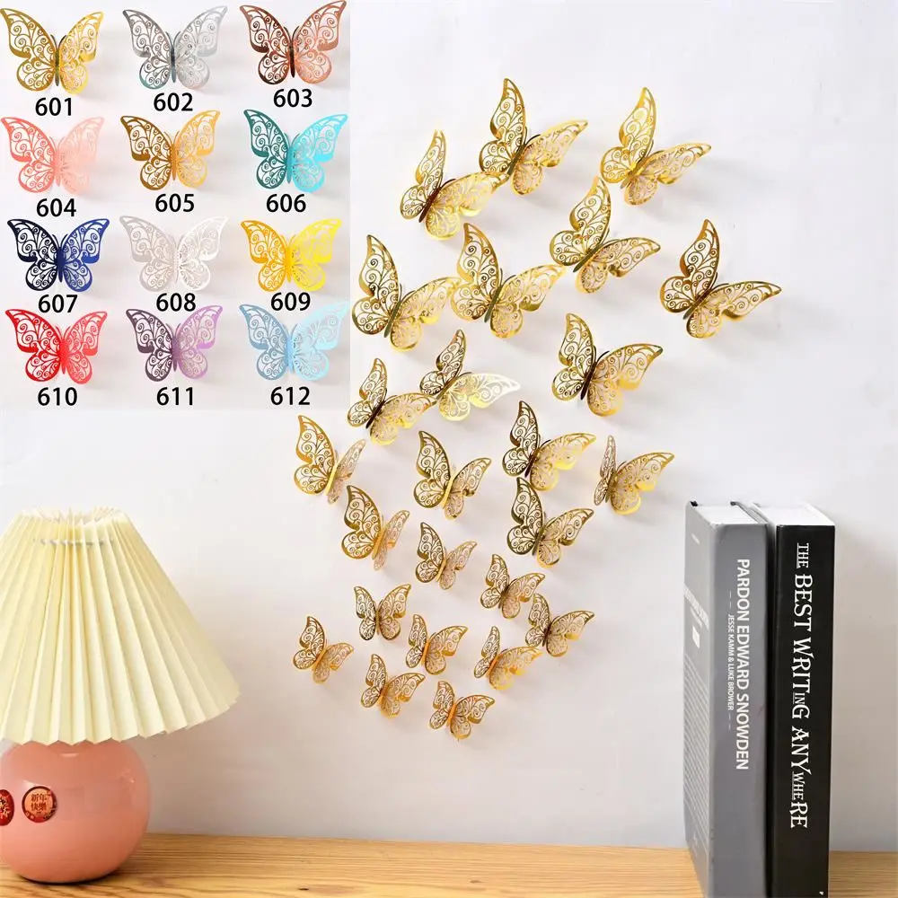 

Butterflies Art Hollow-Carved Wedding 3D Butterfly Stickers Wall Art Decor Hollow Butterflies Decals Wall Decals