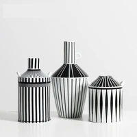 modern black and white geometric striped ceramic vase living room office decoration irregular flower arrangement vase home decor