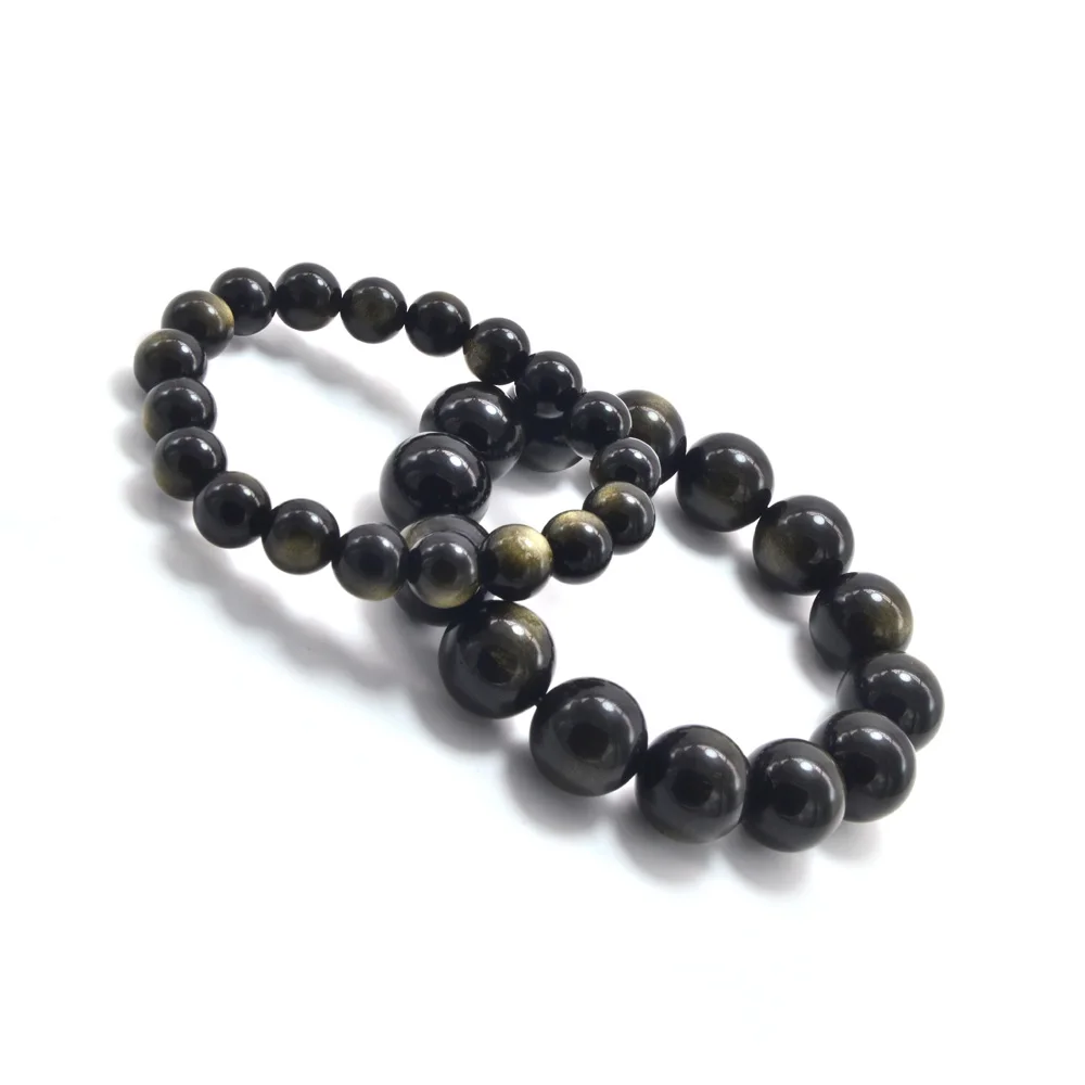 

Natural Gem Bracelet Natural Golden Sheen Obsidian Bracelet 16mm 10mm for Men Women Crystal Jewelry Yoga Healing Rosary Beads