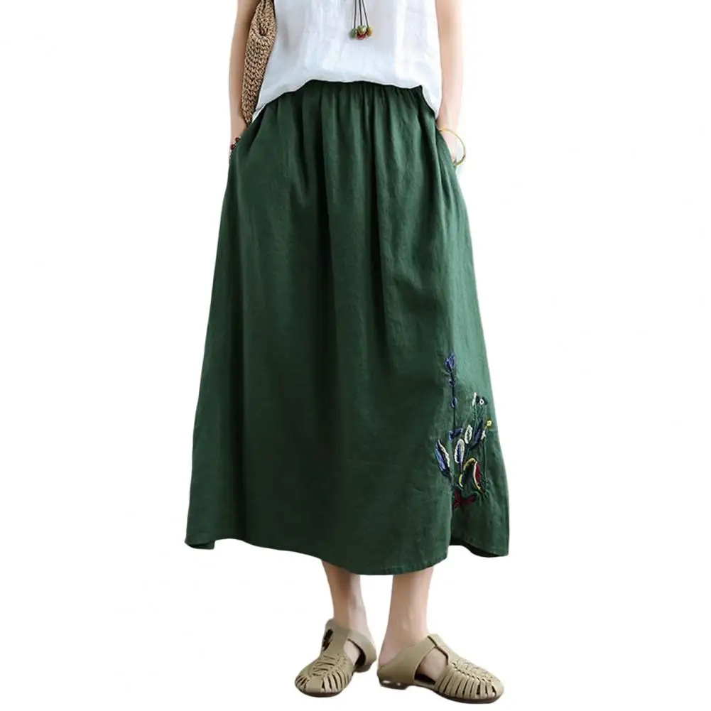 

Trendy Summer Skirt Solid Color Breathable Long Skirt Summer Long Ladies Skirt