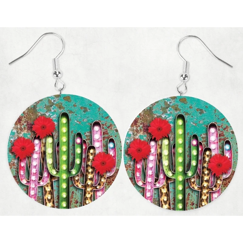 

Western Earrings _Cow Serap Earrings _Sunflower_Seamless Print Earrings for 2023 New style