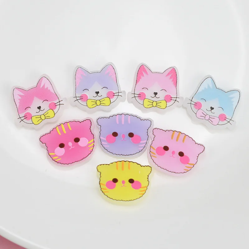 

100Pcs Wholesale Cartoon Cat Fox Flatback Resin Cabochon Kawaii Planar Scrapbooking Craft Decor DIY Hair Bows Center Accessories