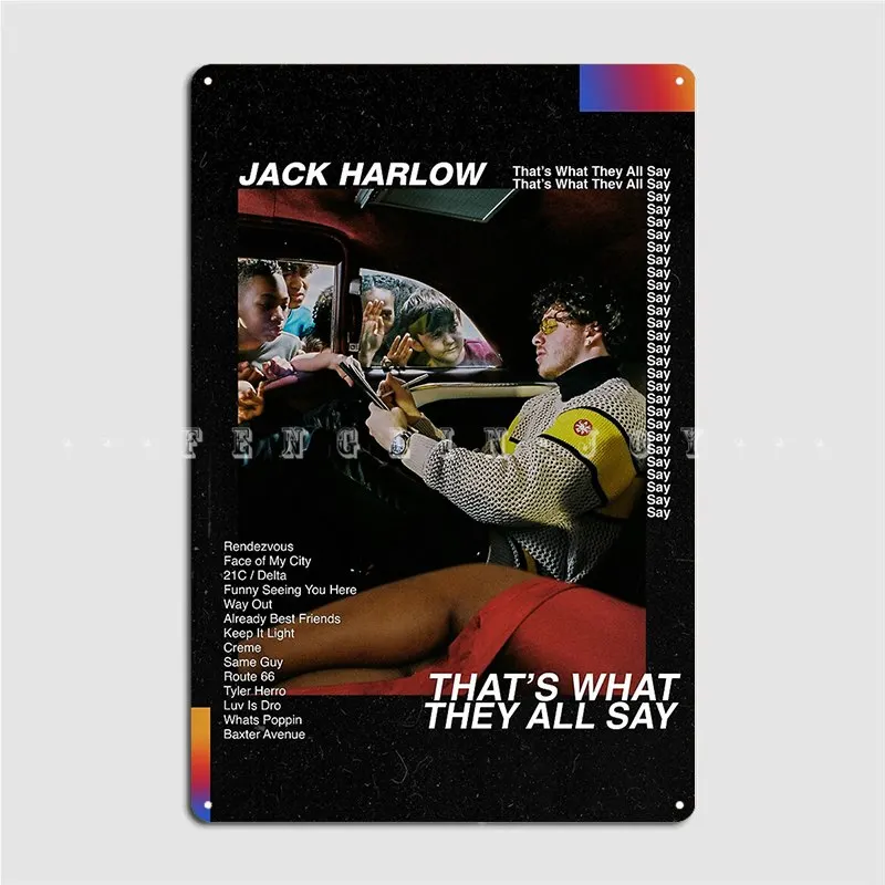 

Jack Harlow Metal Sign Club Party Cave Pub Vintage Wall Decor Tin Sign Poster