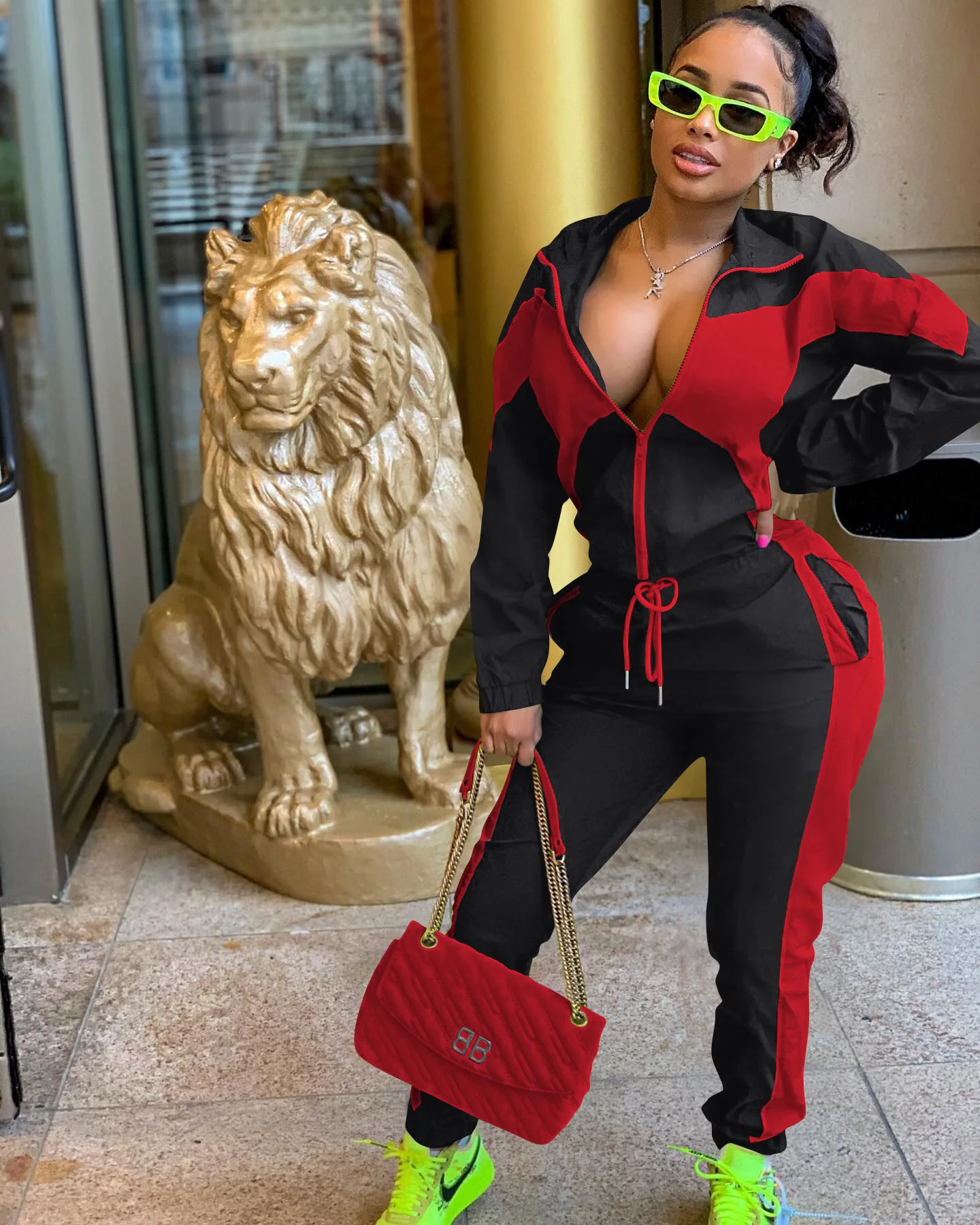 

Chocomist Two-pieces Casual Sporty Color Block Women Pants Set