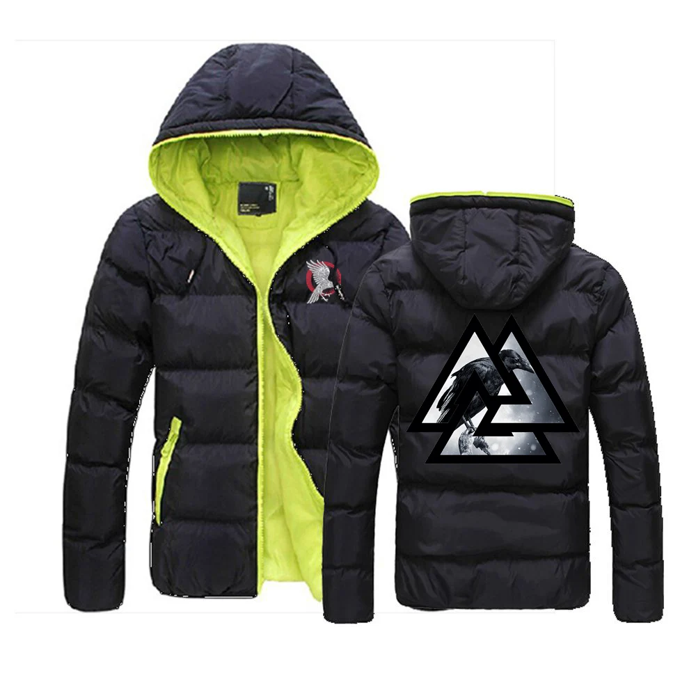 

2022 Spring and Autumn Viking Legend Ragnar's Raven Customize Down Warm Jackets Male Zipper Coats Slim Coats Hoodies