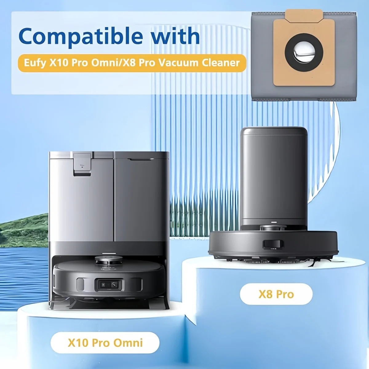 Фото Мешки для пыли X10 Pro Omni, совместимые с мешками Eufy, сумкой X8 Pro, сменными мешками для пылесоса, аксессуарами для робота Eufy №2