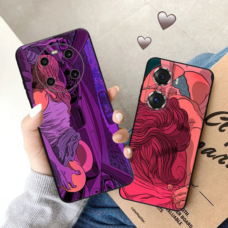 Черный противоударный чехол для телефона Honor X9 X8 X7 X6 X40 X40i Play6T 6C 9A Magic4 70 60 50 30i 20 8X Sexy