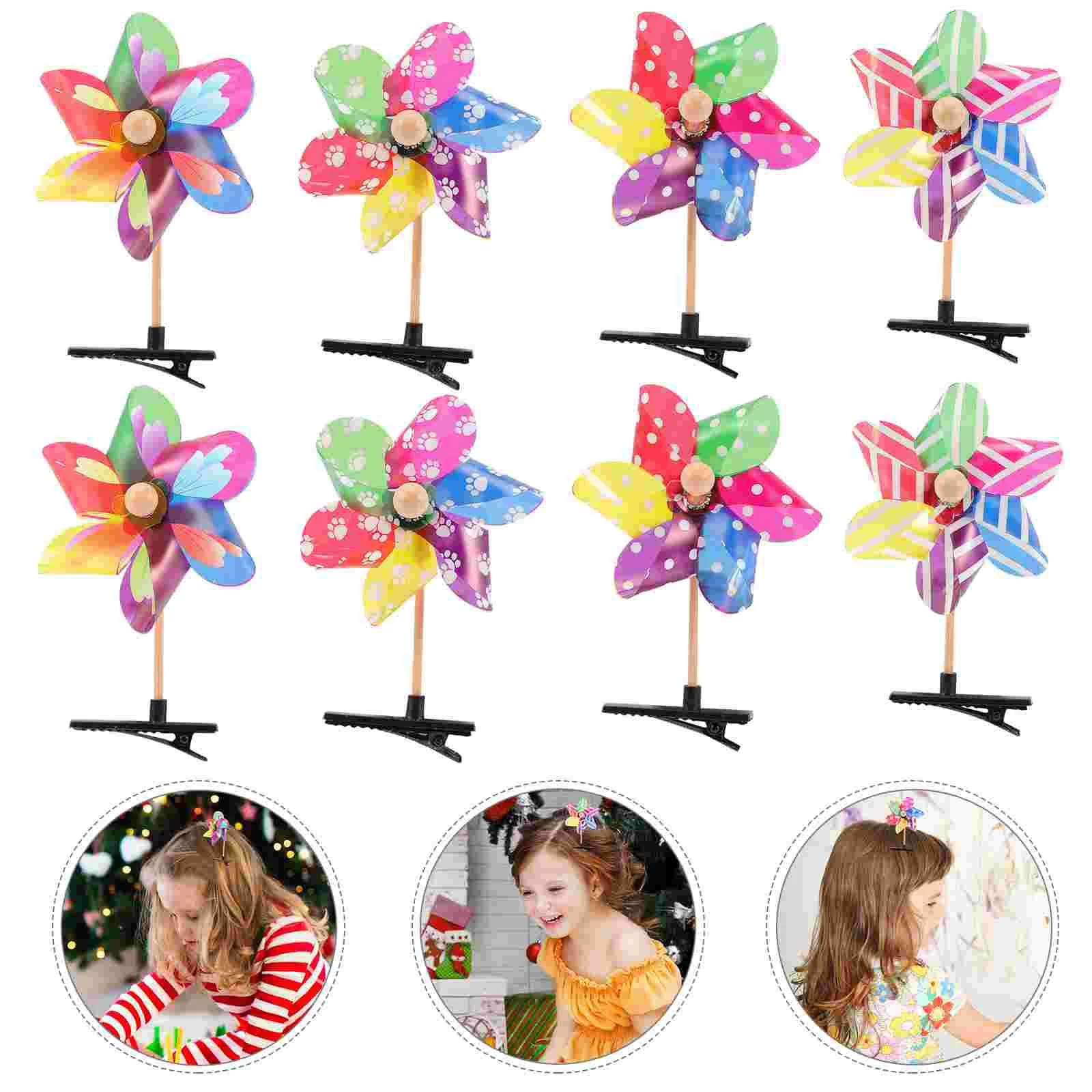 

24Pcs Pinwheel Hair Clips Colorful Hair Barrettes for Hair Accessories Kids Party Favor, Pinwheel and Home