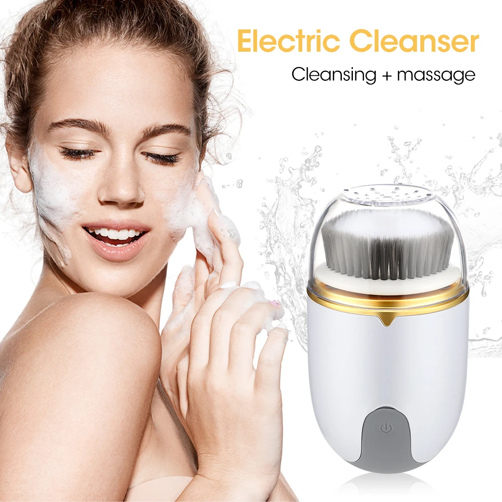 

3 in 1 Face Cleansing Brush Electric Silicone Facial Brush Rotating Face Cleaner Deep Cleaning Pore Skincare Face Massage Brush