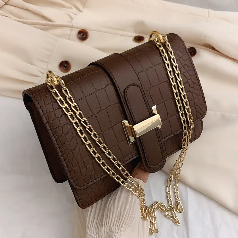 

Женская сумка с узором, цепи, сумки через плечо, модная кожаная сумка на плечо, сумка-мессенджер с карманом, кошелек, сумки и кошелек