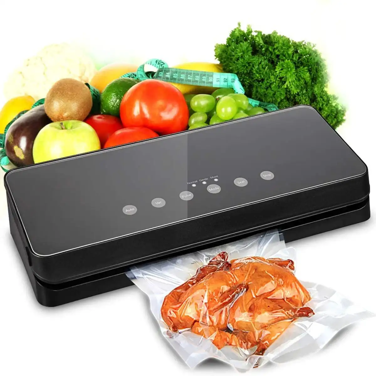 

65 kPa 100W Food Vacuum Sealer Machine Automatic Food Sealer Food Savers Sealing System Space Saving with Normal & Moist & Gentl