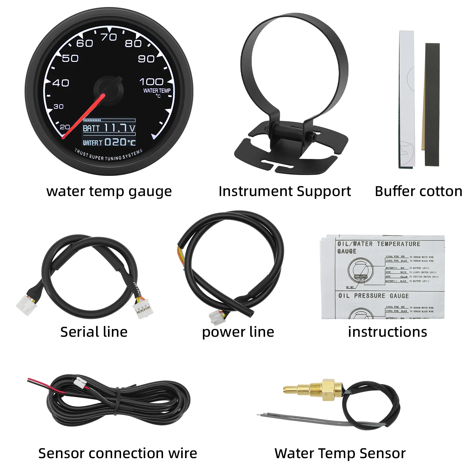 Датчик температуры воды 62 мм с датчиком 7 цветов подсветка 20-120 градусов Цельсия